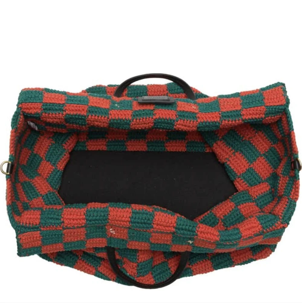 Clare V deep sea and blood orange Crochet Checkerboard Tote - Picture 8 of 10